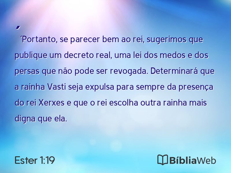 Ester 1:19 em imagem para compartilhar
