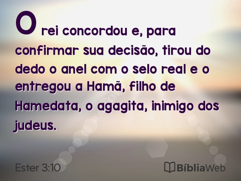 Ester 3:10 em imagem para compartilhar