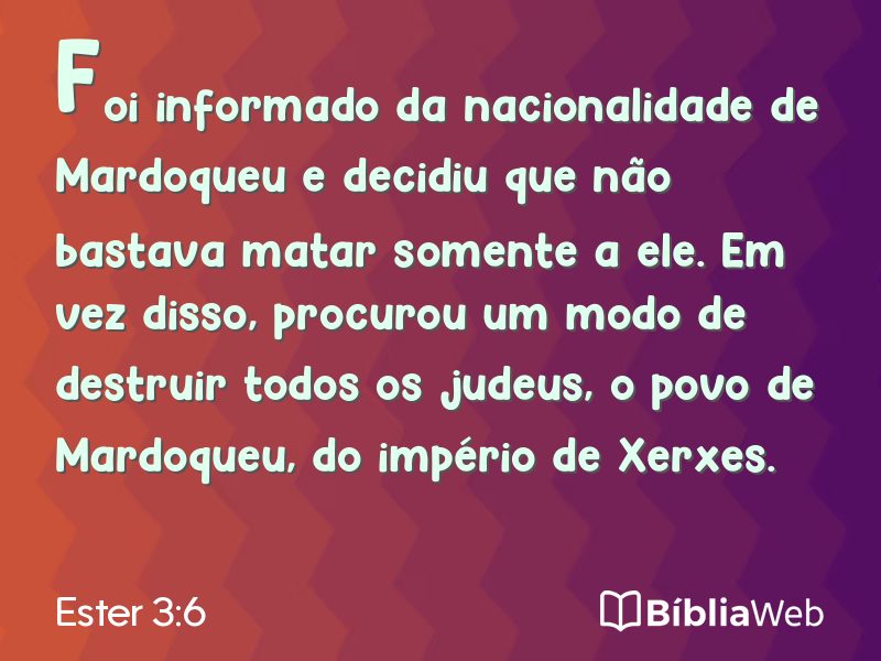 Ester 3:6 em imagem para compartilhar