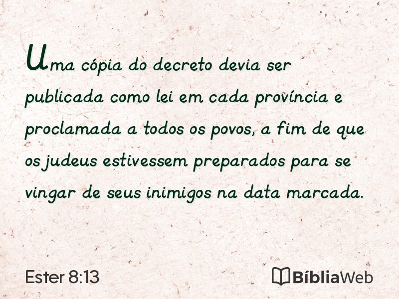 Ester 8:13 em imagem para compartilhar