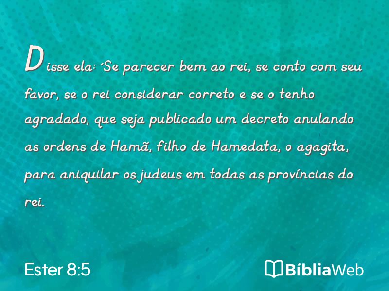 Ester 8:5 em imagem para compartilhar