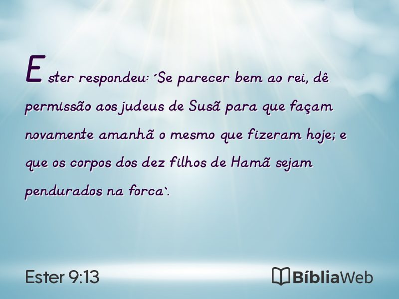 Ester 9:13 em imagem para compartilhar
