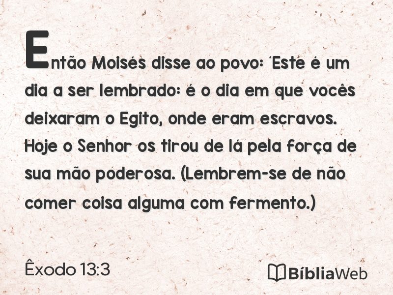 Êxodo 13:3 em imagem para compartilhar