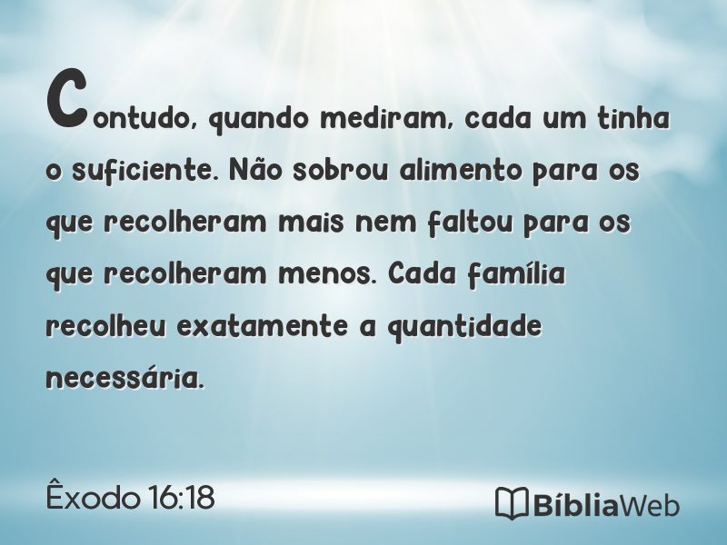 Êxodo 16:18 em imagem para compartilhar