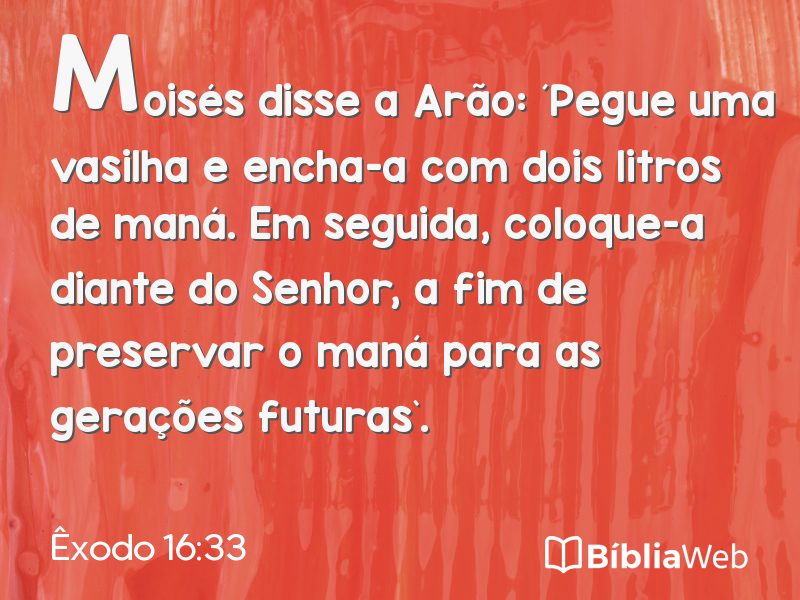 Êxodo 16:33 em imagem para compartilhar