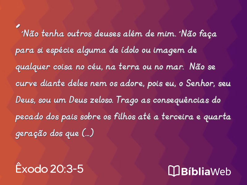 Êxodo 20:3-5 em imagem para compartilhar