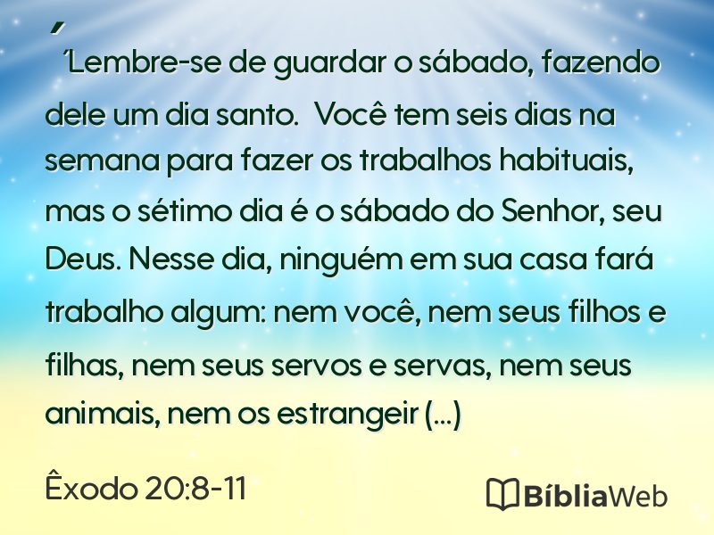 Êxodo 20:8-11 em imagem para compartilhar