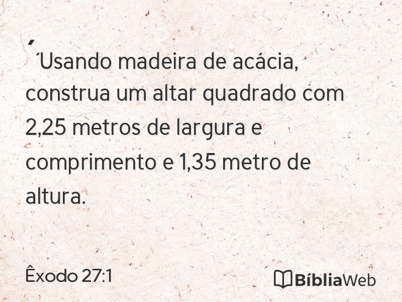 Êxodo 27:1 em imagem para compartilhar