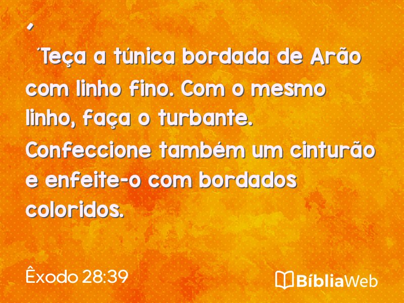 Êxodo 28:39 em imagem para compartilhar