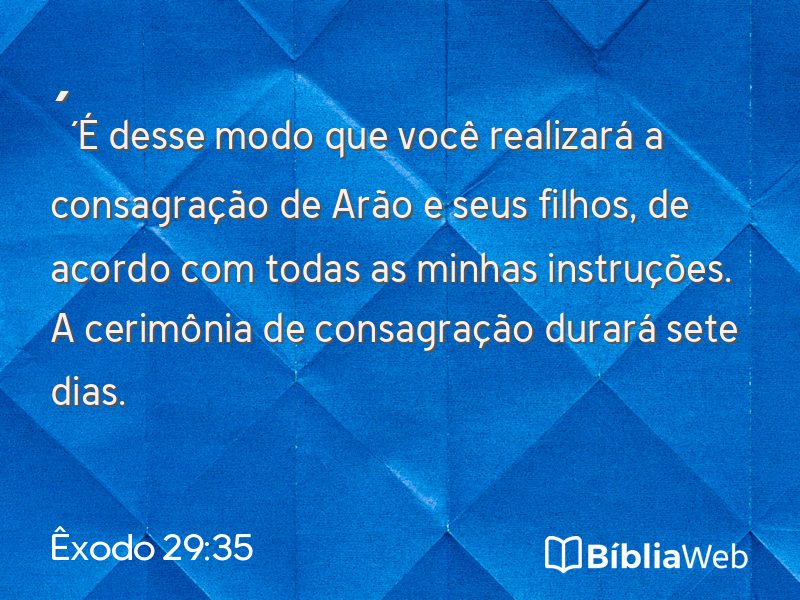 Êxodo 29:35 em imagem para compartilhar