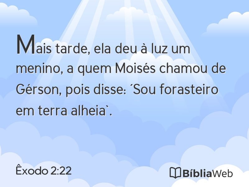 Êxodo 2:22 em imagem para compartilhar