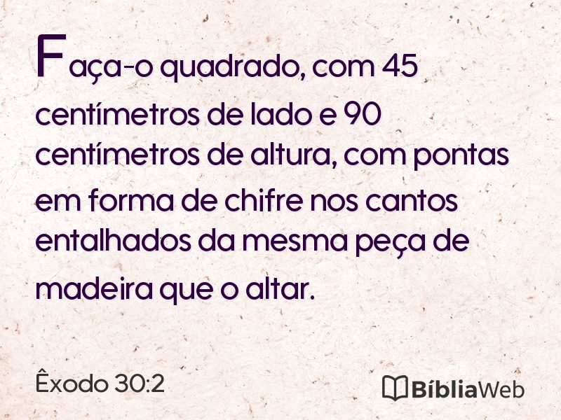 Êxodo 30:2 em imagem para compartilhar