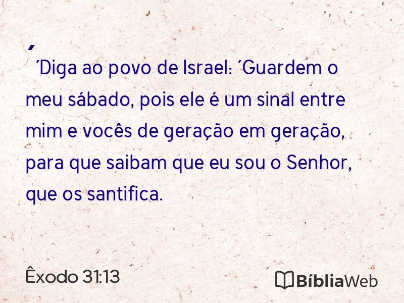 Êxodo 31:13 em imagem para compartilhar