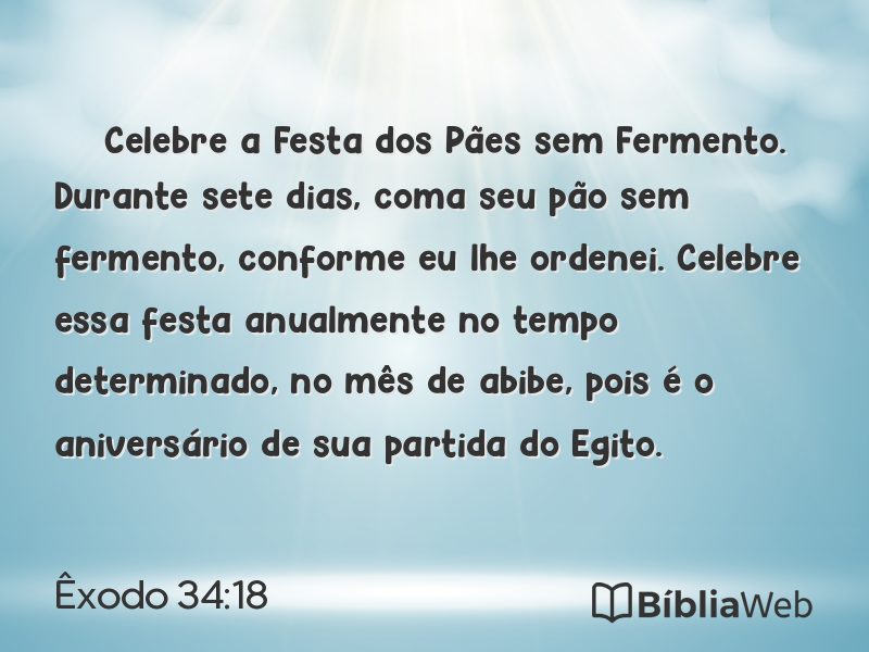 Êxodo 34:18 em imagem para compartilhar