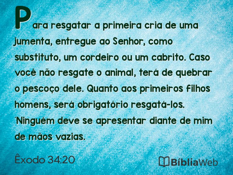 Êxodo 34:20 em imagem para compartilhar