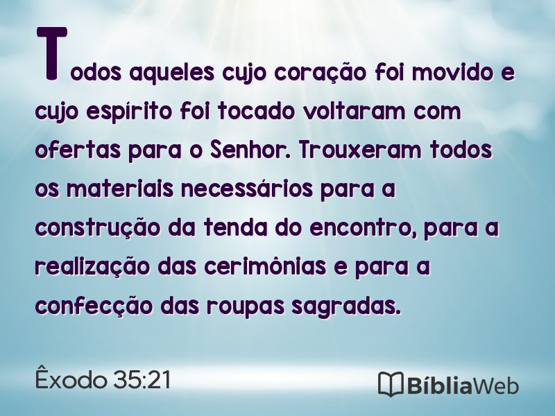 Êxodo 35:21 em imagem para compartilhar