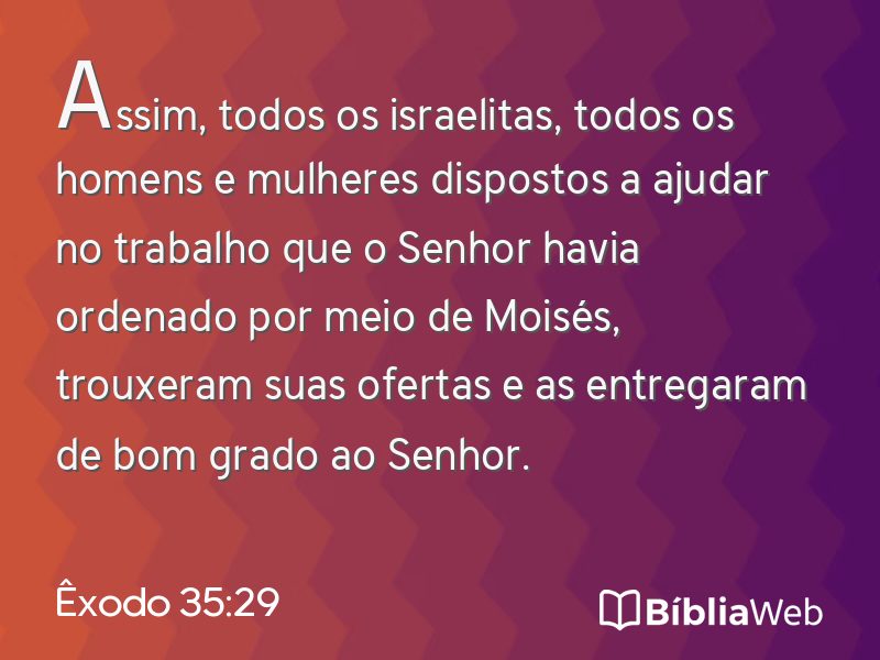 Êxodo 35:29 em imagem para compartilhar