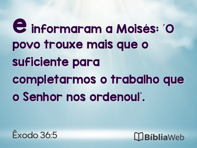 Êxodo 36:5 em imagem para compartilhar