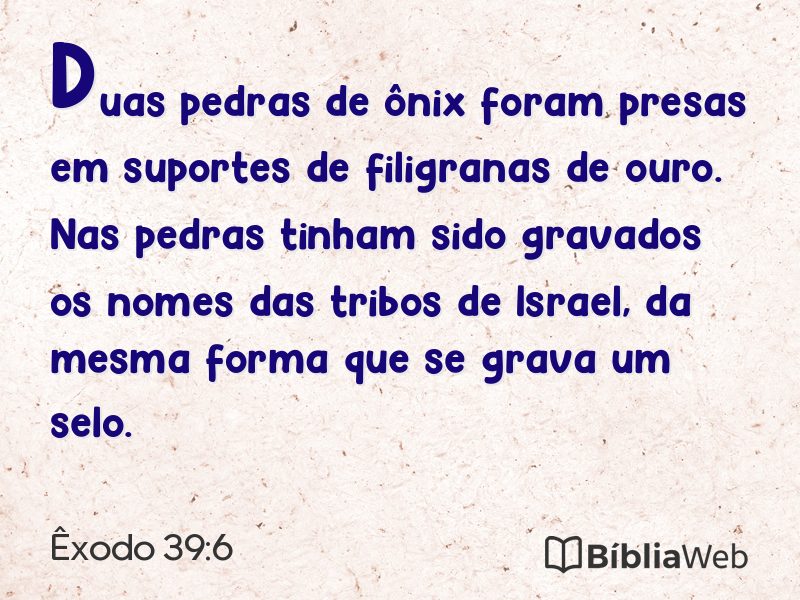 Êxodo 39:6 em imagem para compartilhar