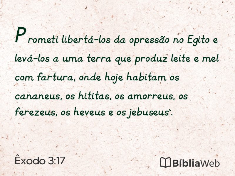Êxodo 3:17 em imagem para compartilhar