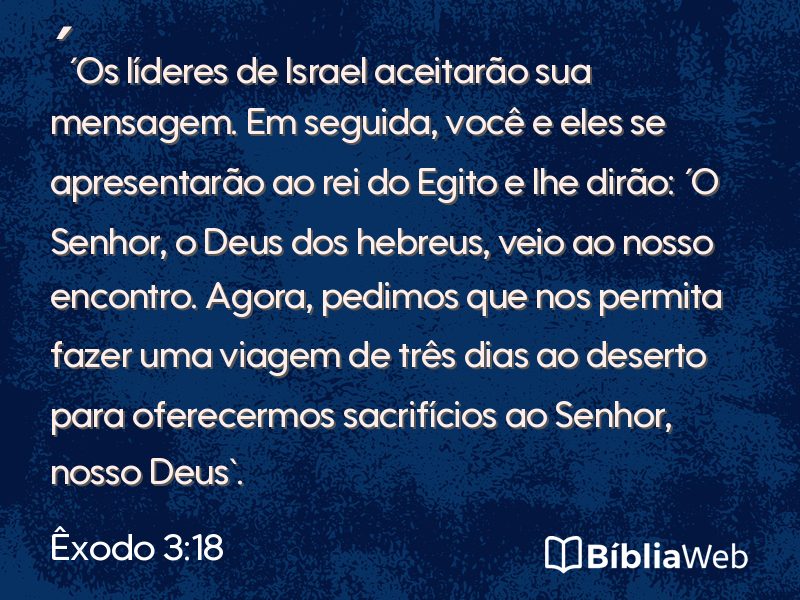 Êxodo 3:18 em imagem para compartilhar
