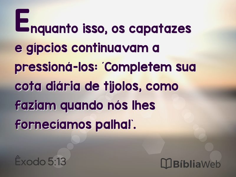 Êxodo 5:13 em imagem para compartilhar