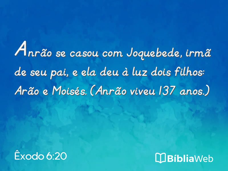 Êxodo 6:20 em imagem para compartilhar