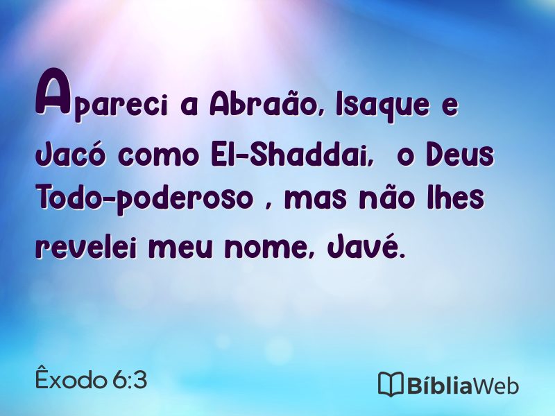 Êxodo 6:3 em imagem para compartilhar