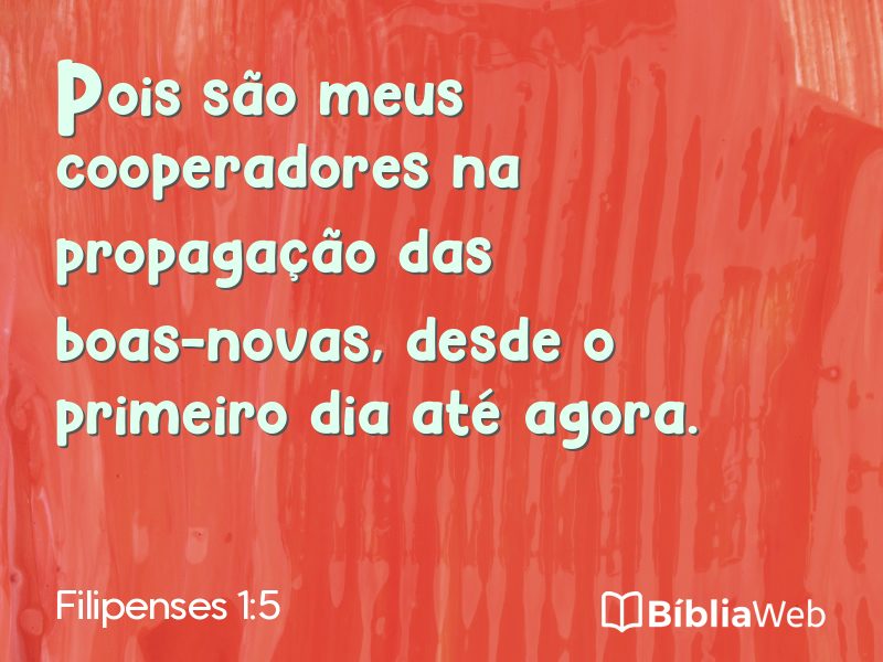 Filipenses 1:5 em imagem para compartilhar