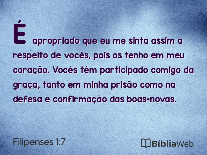 Filipenses 1:7 em imagem para compartilhar