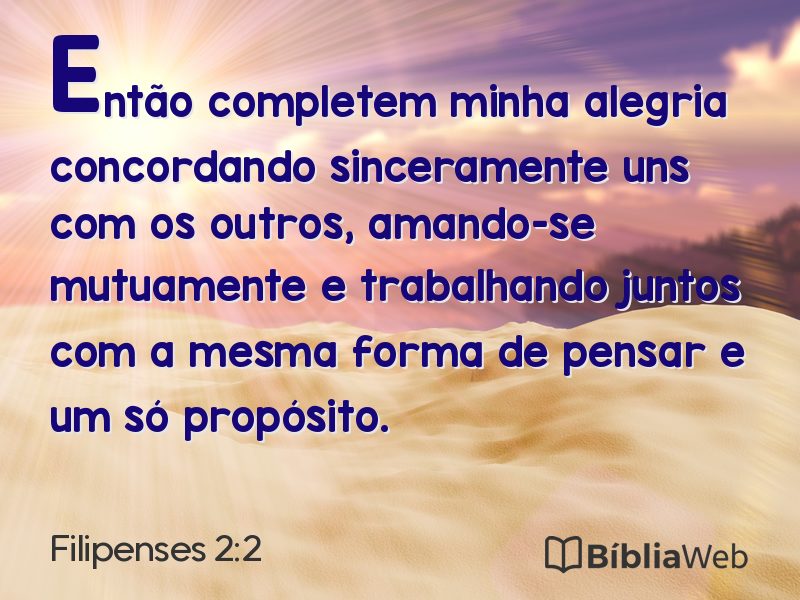 Filipenses 2:2 em imagem para compartilhar