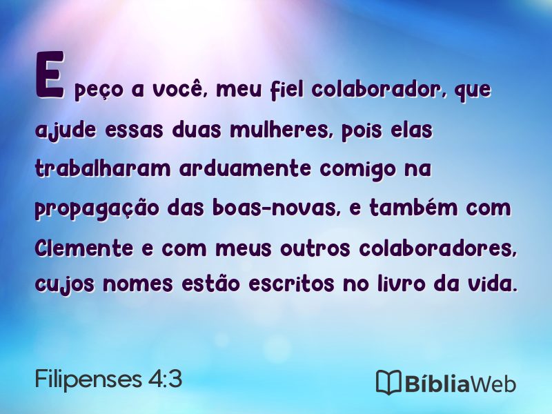 Filipenses 4:3 em imagem para compartilhar