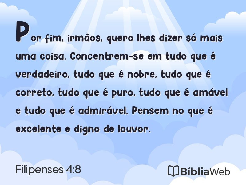 Filipenses 4:8 em imagem para compartilhar