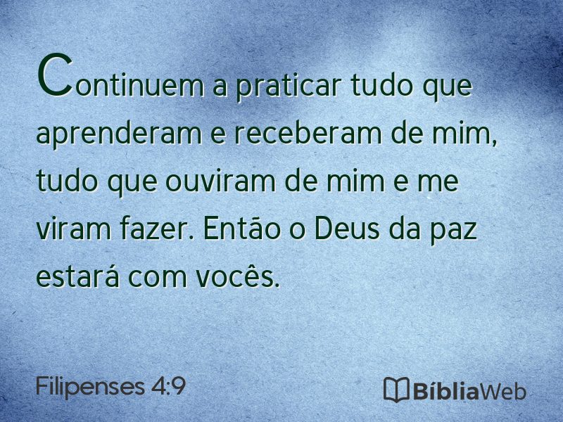Filipenses 4:9 em imagem para compartilhar