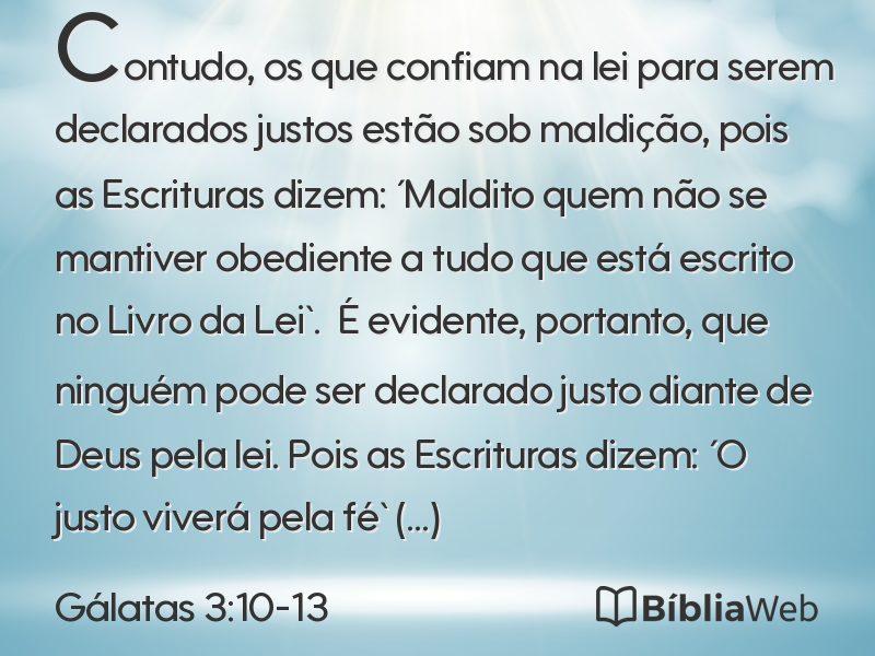 Gálatas 3:10-13 em imagem para compartilhar