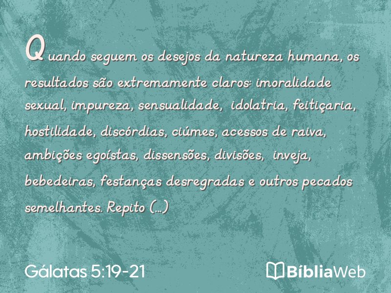 Gálatas 5:19-21 em imagem para compartilhar