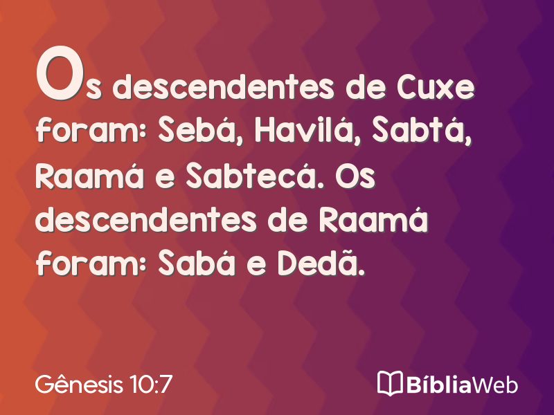 Gênesis 10:7 em imagem para compartilhar