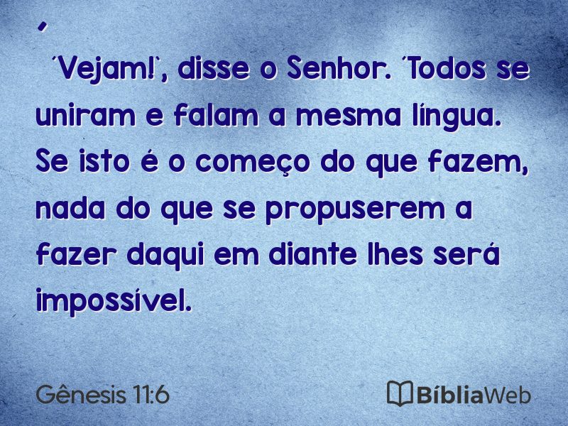 Gênesis 11:6 em imagem para compartilhar