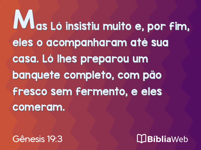 Gênesis 19:3 em imagem para compartilhar