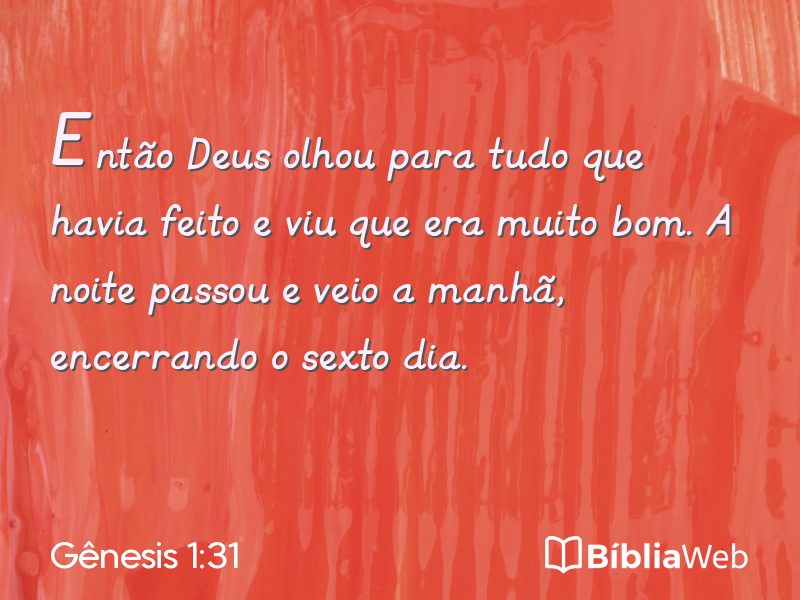Gênesis 1:31 em imagem para compartilhar