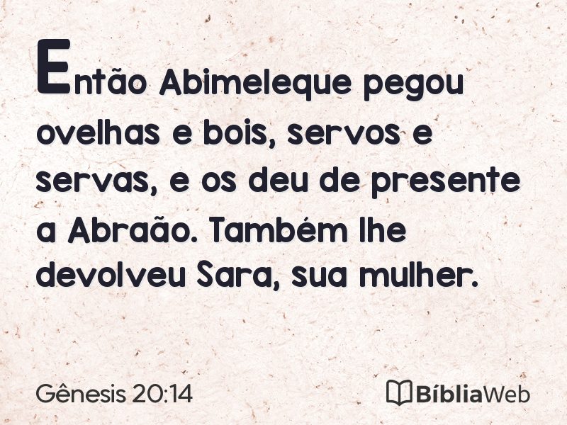 Gênesis 20:14 em imagem para compartilhar
