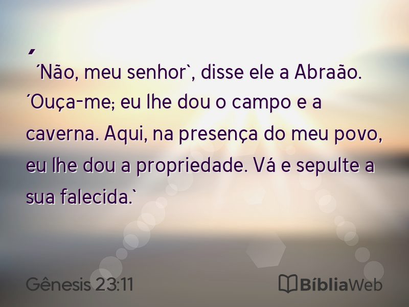 Gênesis 23:11 em imagem para compartilhar