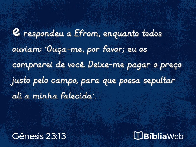 Gênesis 23:13 em imagem para compartilhar