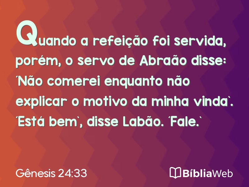 Gênesis 24:33 em imagem para compartilhar