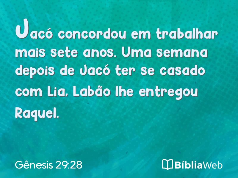 Gênesis 29:28 em imagem para compartilhar