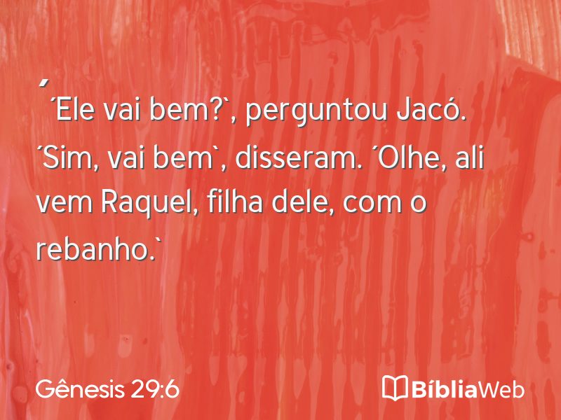 Gênesis 29:6 em imagem para compartilhar
