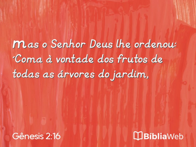 Gênesis 2:16 em imagem para compartilhar