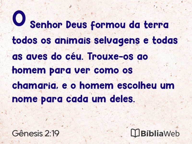 Gênesis 2:19 em imagem para compartilhar