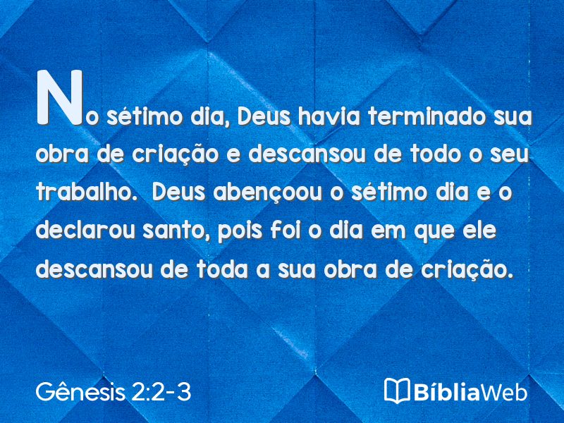 Gênesis 2:2-3 em imagem para compartilhar