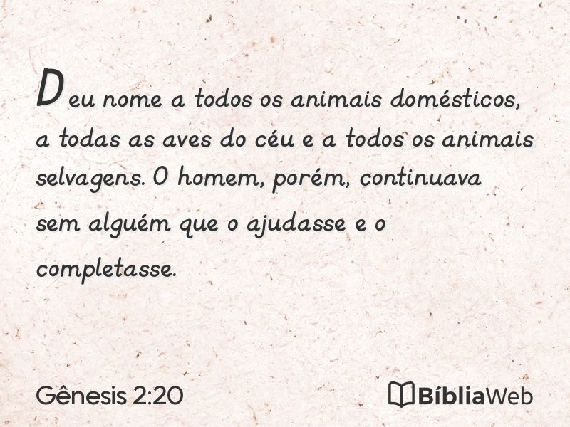 Gênesis 2:20 em imagem para compartilhar